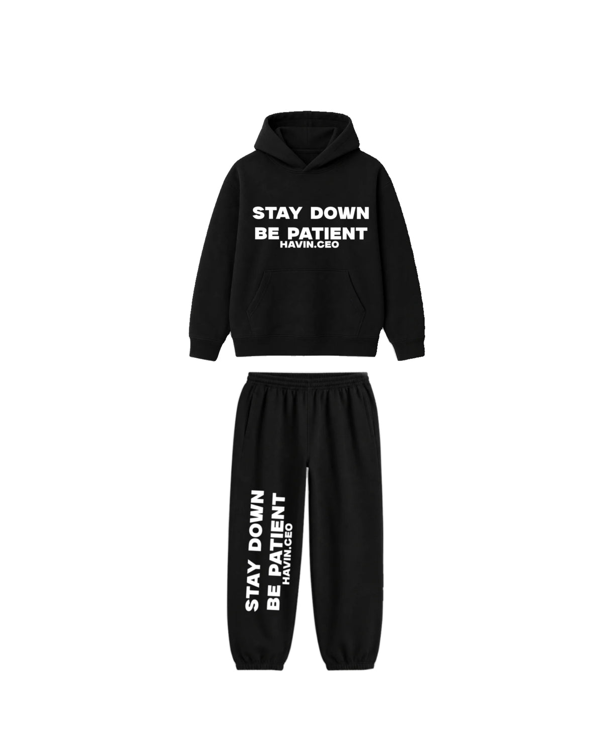 BLACK STAY DOWN BE PATIENT SET
