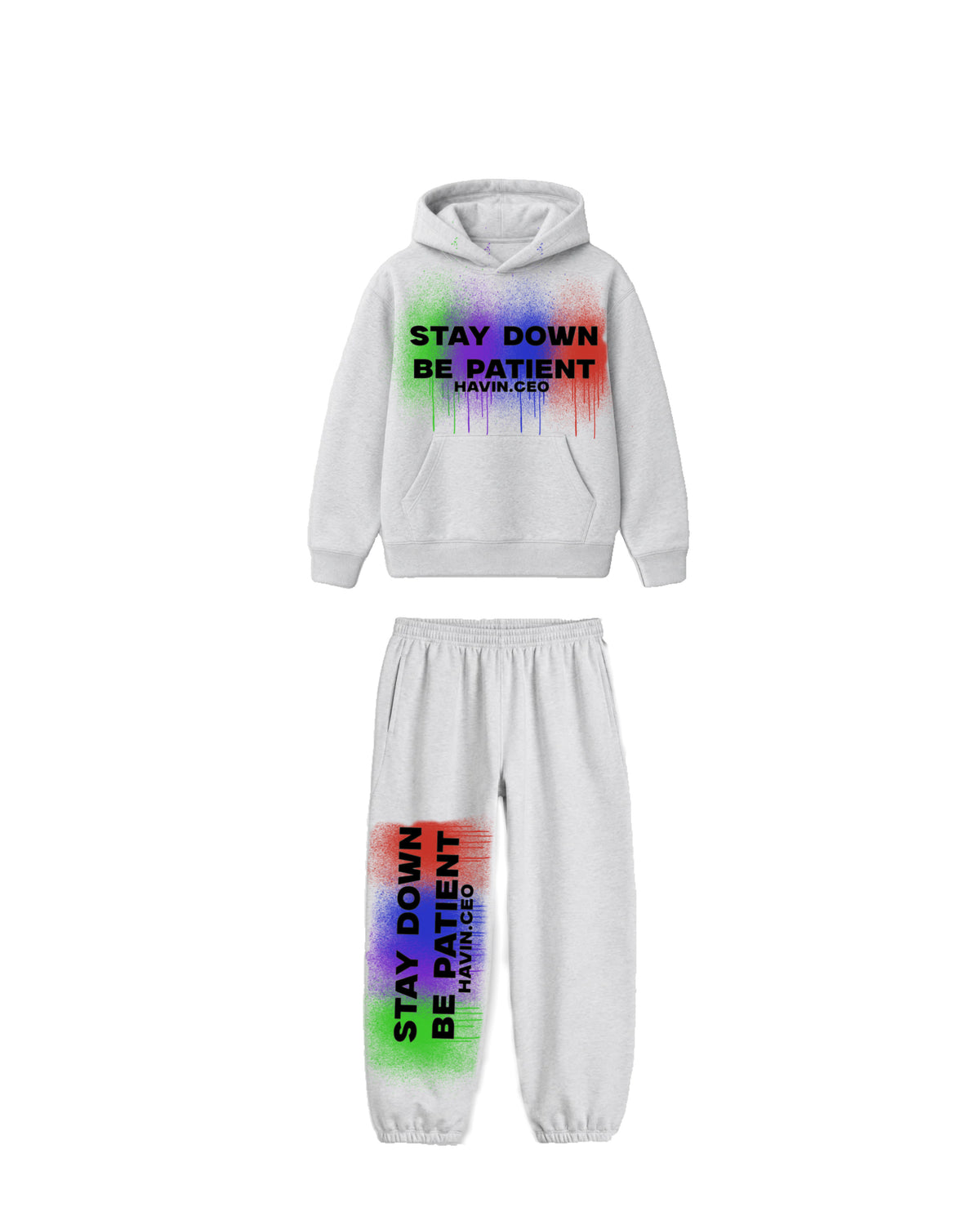 GREY STAY DOWN BE PATIENT SET